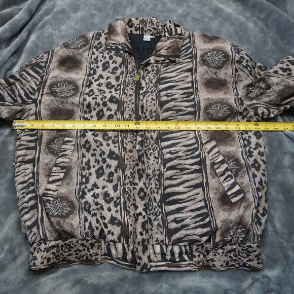 FUDA International Jacket Medium Animal Print Silk Bomber 90s Vintage Style - Picture 3 of 10